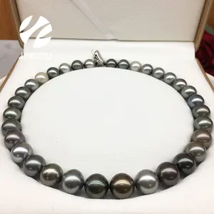 traditional natural mix color round shape Tahitian pearls beads necklace jewelry type