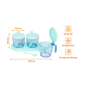 Kit de 4 pots à épices hermétiques en plastique PP avec cuillère, compatibles lave-vaisselle, rangement manuel pour herbes et épices - Product Image 4