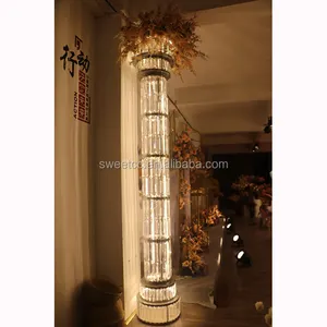 Hot sell cylindrical crystal pillar Indoor soft load wedding backdrop for wedding stage party decoration