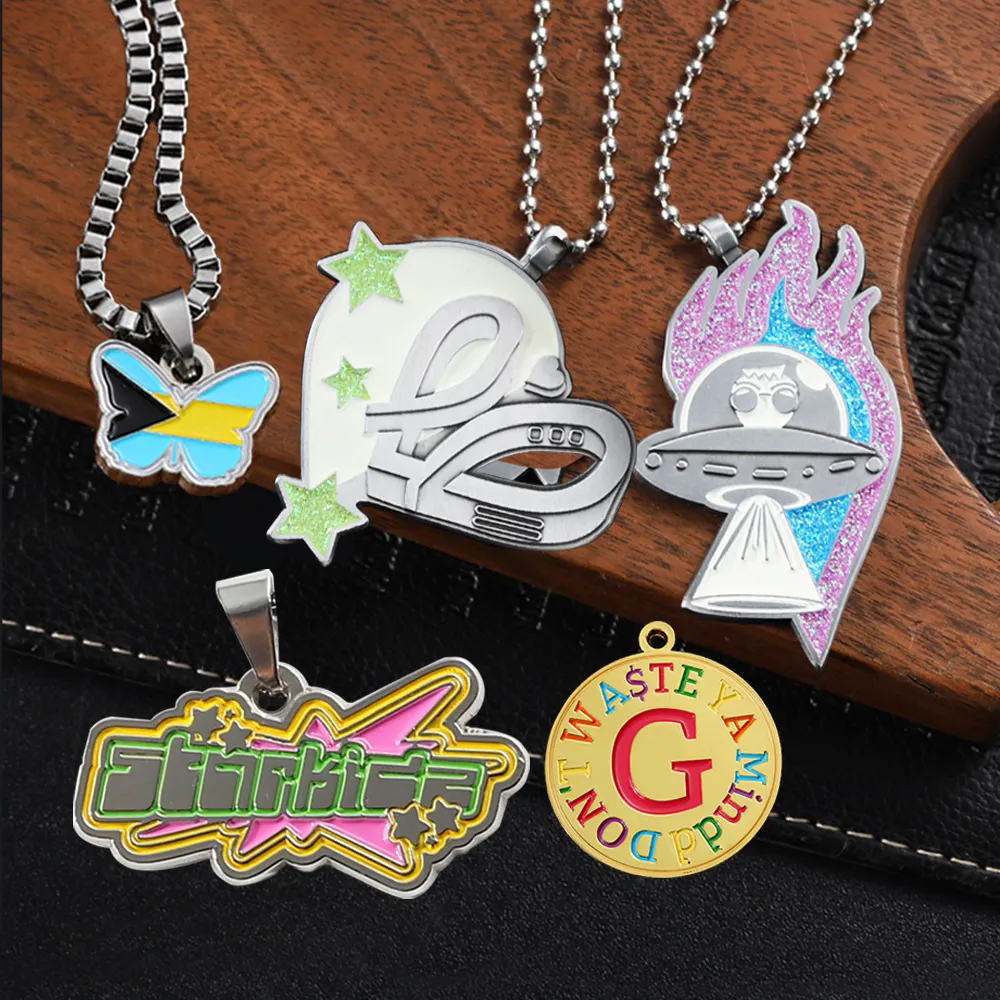 Fashion Jewelry Customized Necklace Pendant Logo Stainless Steel Or Alloy Cartoon Cute Jewelry Set For Woman Men
