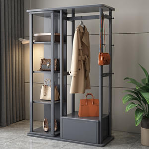 <span class=keywords><strong>Porte</strong></span>-<span class=keywords><strong>manteau</strong></span> autoportant moderne pour le salon, miroir intégral et cintre rotatif en <span class=keywords><strong>bois</strong></span> massif - Product Image 3