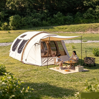 Tente tunnel gonflable à colonnes d'air intégrées avec auvent étendu, tente de glamping de luxe imperméable pour camping-cariste, OEM ODM