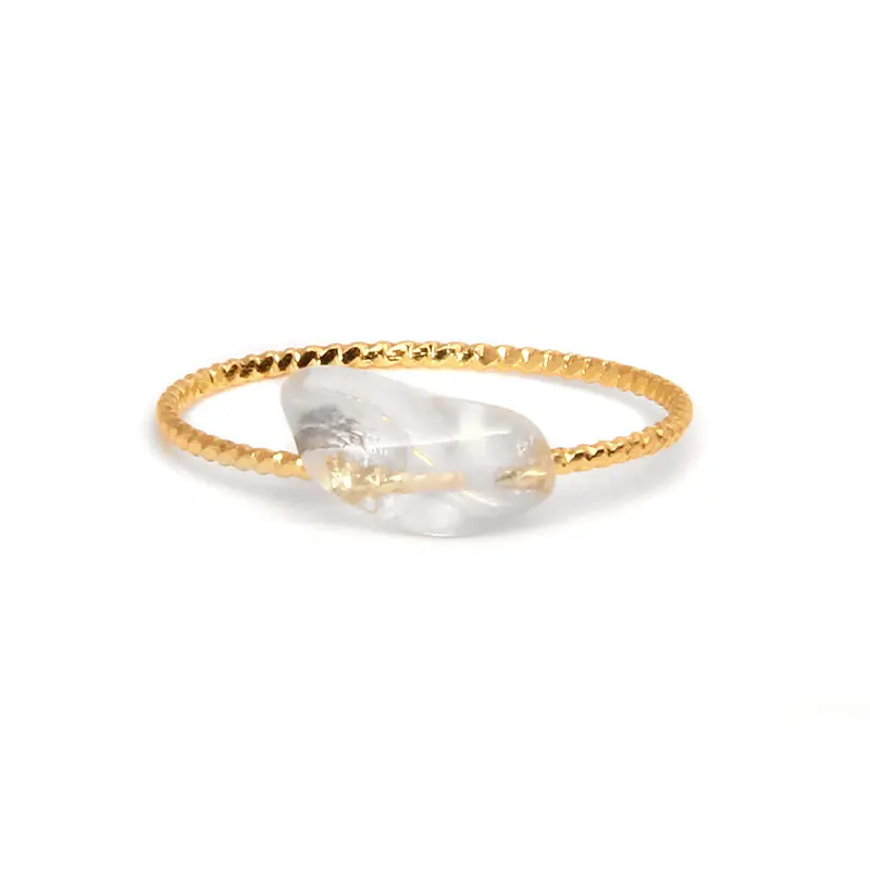 Bague en perles de pierre naturelle irrégulière Quartz rose Agates anneaux de chaîne en or à la mode bague de doigt de fête de mariage pour les femmes bijoux cadeau