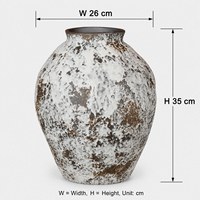 Vase à fleurs en céramique texturée rustique Jossin pour la décoration de la maison, table de ferme, salon, poterie décorative vintage