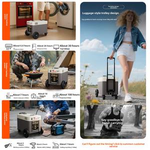 Station de stockage d'énergie mobile extérieure de 8000 watts, 10 kilowattheures, 220V, grande capacité, support d'urgence, charge solaire - Product Image 2