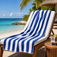Premium Cotton Striped Beach Towel - Extra Large Cabana Stripe Bath Towels, Super Absorbent Quick Dry Yarn-dyed Towel for Beach