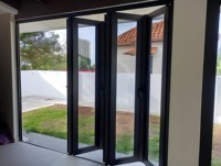 Porte coulissante pliante populaire pour balcon, véranda, bureau, cloison en verre insonorisée, porte accordéon