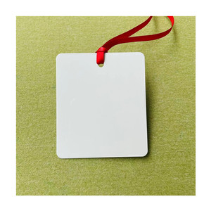 Adornos de Metal personalizados en forma de rectángulo, adorno de Navidad de aluminio blanco con cintas rojas, sublimación, gran oferta - Product Image 6