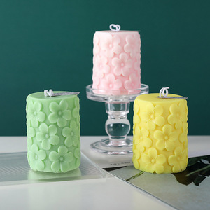 Bougie artisanale Niche, cylindrique, en cire de soja, avec relief 3D fleur de prunier, parfumée, <span class=keywords><strong>pour</strong></span> la décoration de la maison - Product Image 6