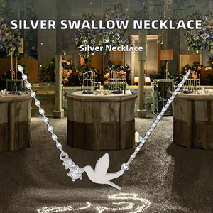 Collier en argent sterling 925 avec collier ras du cou plaqué or style coréen tendance pour femme, orné d'un diamant en forme d'hirondelle mignonne - Product Image 3