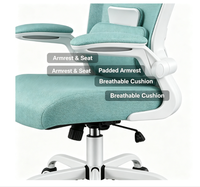 Chaise de bureau ergonomique à dossier haut en maille avec appui-tête réglable, support lombaire et accoudoirs rabattables, mobilier commercial