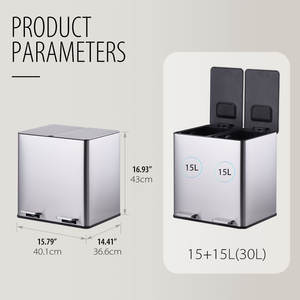 Stainless Steel <strong>Dual</strong> Compartment Foot <strong>Pedal</strong> Trash <strong>Bin</strong> for Easy Waste Separation - Product Image 6