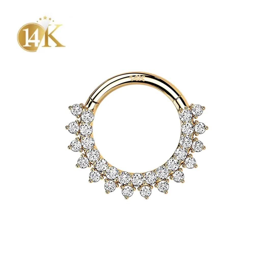 Calendo – boucles d'oreilles en or véritable 14 K Karat, bijoux de Piercing en hélice, nez Daith, Septum