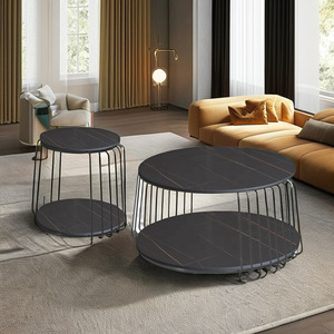 Mesa de centro moderna minimalista con superficie de mármol, mesa de centro multifuncional para sala de estar, estilo nórdico. - Product Image 3