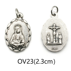 ลูกประคำ CM001และสร้อยคอทำอุปกรณ์เสริมโลหะผสมชุบเงินคาทอลิกเจ็ดเหรียญเสียใจจี้จากอิตาลี - Product Image 5