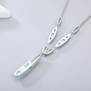 Collar de Larimar de Plata de Ley 925 auténtico abrazando la piedra textura única y brillo azul - Product Image 1