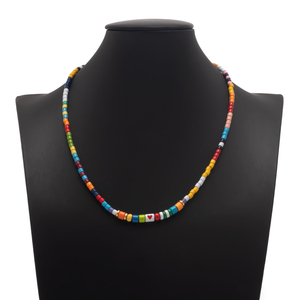 New Boho <span class=keywords><strong>collana</strong></span> fatta a mano <span class=keywords><strong>con</strong></span> smalto <span class=keywords><strong>perline</strong></span> piccole <span class=keywords><strong>con</strong></span> pendente a lettera per donna - Product Image 6