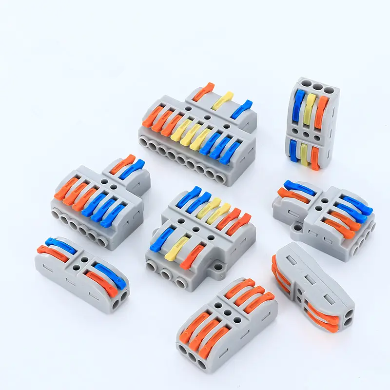 Compact Lever Nut Wire Conductor Quick Terminal Block 223 spl-3 3 em 3 out Circuit Inline Splice empurrar conector de fio rápido