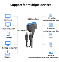 SATA a Dual USB3.0 USB2.0 Powered SATA Disco duro de 22 pines Externo 2,5 pulgadas/3,5 pulgadas SATA HDD SSD