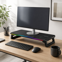 Soporte Multifuncional para Monitor de Escritorio con Puerto USB y Cargador Inalámbrico para Teléfono, RGB, para Computadora Portátil Pequeña