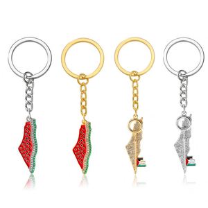 Wholesale Rhinestone Palestine Map Flag Diamond Watermelon <b>Key</b> Ring Car <b>Key</b> <b>Chain</b> Luxury Enamel Crystal Palestine <b>Key</b> <b>Chain</b> - Product Image 1