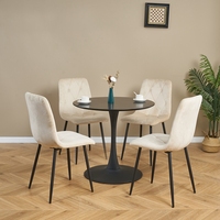 Ensemble table à manger 4 places avec pieds en métal et dessus en bois Ensemble table et chaises