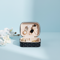 Boîte de rangement créative MC SPZBX047 en cuir PU souple, style occidental, mini carrée, avec fermeture éclair, portable, pour bagues, bracelets et bijoux de voyage