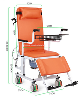 Chaise de transfert pour soins infirmiers à inclinaison de 180 degrés, avec levage hydraulique en acier, pour personnes handicapées et personnes âgées, multifonctionnelle, pour usage domestique/hospitalier, pliable