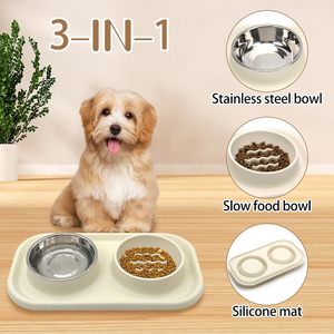 Vente en gros d'usine, bols doubles pour animaux de compagnie en acier inoxydable écologiques, bols pour nourriture et eau pour chiens - Product Image 5