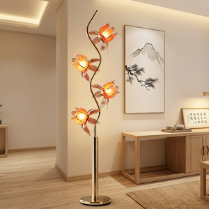 Lampe sur pied à pétales de lotus, lumière d'appoint florale pour la décoration intérieure du salon et de la chambre - Product Image 2