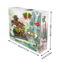Modèle architectural miniature en bois de style chinois traditionnel, scène de maison, artisanat fait main, kit de montage DIY, jouet artistique, ornement