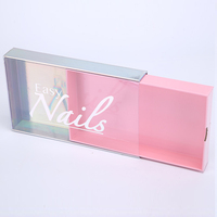 Boîte rigide personnalisée à deux pièces, Logo imprimé holographique, boîte cadeau en papier à tiroir pour emballage des ongles, pièces