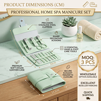 Kit de manucure et pédicure en cuir PU, couleur macaron, luxe, acier carbone, coupe-ongles, lime à ongles, ciseaux, trousse de beauté de voyage
