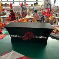 Housse de table portable imperméable personnalisée en polyester imprimée par sublimation pour salon professionnel, bannière de table ajustée, drapeau d'exposition