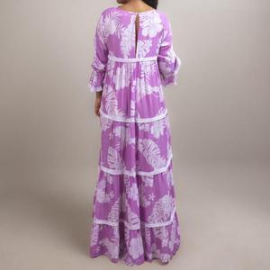 Aloha personalizado rayón viscosa <span class=keywords><strong>Mujer</strong></span> <span class=keywords><strong>Hawaiano</strong></span> Floral impreso Polinesia Casual escalonado Maxi encaje <span class=keywords><strong>vestido</strong></span> con ropa de playa <span class=keywords><strong>para</strong></span> vacaciones - Product Image 2