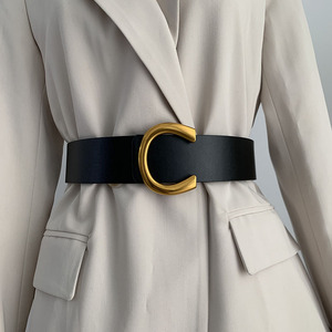 <span class=keywords><strong>Ceinture</strong></span> en cuir PU pour <span class=keywords><strong>femme</strong></span>, marque de luxe, haut de gamme, en forme de lettre C, pour l'hiver, manteaux - Product Image 6