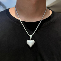 Colliers Cœur RQ Micro-Pavés en Pierres CZ AAA, Pendentifs Poker Porte-Bonheur, Bijoux Hip Hop Bling Ice Out pour Hommes, Cadeau de Fête Doré