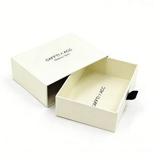 Boîte à tiroir coulissant personnalisée avec ruban pour emballer des ensembles cadeaux de bijoux, de bougies et de montres avec du papier d'emballage spécial - Product Image 2