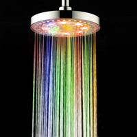 Pommeau de douche mural moderne en ABS chromé de 8 pouces à LED, haute pression, multicolore, à changement rapide de 7 couleurs, effet pluie