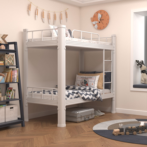 Xingte Assemblage Personnalisable Moderne Métal <span class=keywords><strong>Double</strong></span> Acier <span class=keywords><strong>Lit</strong></span> Superposé <span class=keywords><strong>Lit</strong></span> Loft Pleine Grandeur pour Étudiant Dortoir et Appartement - Product Image 3