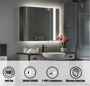 Rétroéclairage LED pour vanité <span class=keywords><strong>de</strong></span> salle <span class=keywords><strong>de</strong></span> bain avec éclairage Étagère en verre Désembuage Prise <span class=keywords><strong>de</strong></span> rasoir Fonction mémoire - Product Image 5