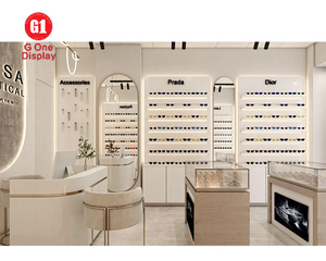 ร้านแว่นตาแบบกำหนดเองได้ |   อุปกรณ์ตกแต่งร้านแว่นตาสมัยใหม่และชั้นวางแว่นกันแดดไม้ติดผนัง - Product Image 3