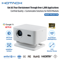 Hotack X4AD Vidéoprojecteur intelligent sans fil Wifi LED pour cinéma maison, portable, compatible avec les téléphones mobiles, Bluetooth, mini projecteur
