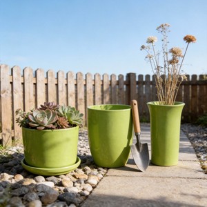 <span class=keywords><strong>Pot</strong></span> de <span class=keywords><strong>fleurs</strong></span> minimaliste <span class=keywords><strong>en</strong></span> céramique émaillée avec soucoupe pour bonsaï - Décoration intérieure - Product Image 2