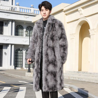 Manteau en fausse fourrure de renard, longueur genou, épais, thermique, fourrure, vêtement d'extérieur, coupe-vent, résistant au froid, mode hiver pour homme