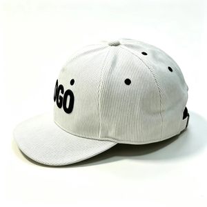 Gorra de Béisbol Personalizada al por Mayor con Logotipo, Gorra Snapback de Pana a Rayas de 6 Paneles con Visera Plana, Estilo Hip Hop, Bordado en Color Pantone - Product Image 5
