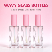 Tube à lèvres vide rechargeable de haute qualité en gros, mini tube en verre rose fraise, tube à gloss personnalisé avec étiquette privée, tube à lèvres twist-up
