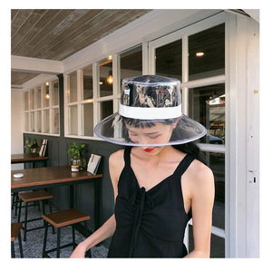 Moda PVC plástico pescador mujeres transparente cubo sombrero con cinta - Product Image 3