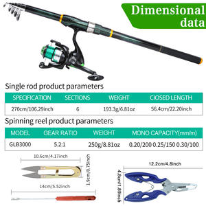 2.7m Green Glass Fiber Reinforced Plastic Telescopic Fishing Rod Set for Road &amp; <strong>Sea</strong> Fishing Full Gear Long Throw Capability - Product Image 2