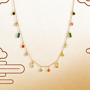 Nuevo Collar con Colgante de Zirconia de Color, Estilo Lujoso y Ligero, Acero Inoxidable, para Mujer, Joyería de Moda, Venta al Por Mayor 2026 - Product Image 4